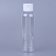 Transparent Flip Cap Round Shoulder Plastic Bottle, Refillable Bottle, Clear, 13.75cm, Capacity: 120ml(MRMJ-WH0038-01B)