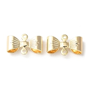 Brass Connector Charms, Bowknot Links, Real 18K Gold Plated, 7.5x11.5x3mm, Hole: 0.8mm(KK-F862-30G)