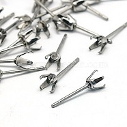 304 Stainless Steel Stud Earring Findings, Stainless Steel Color, 15x4mm(STAS-E008-18)