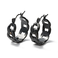 304 Stainless Steel Cuban Link Chunky Hoop Earrings for Women, Electrophoresis Black, 21.5x19.5x8mm, Pin: 0.7mm(EJEW-P197-07EB)