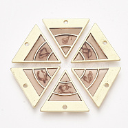 Epoxy Resin Pendants, with Alloy Findings, Inverted Triangle, Golden, Dark Salmon, 21x23x2mm, Hole: 1.6mm(RESI-S368-09A)