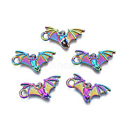 Rainbow Color Alloy Pendants, Cadmium Free & Lead Free, Bat, 11.5x22x2.5mm, Hole: 2mm(PALLOY-N156-218)
