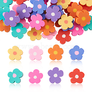 40Pcs 8 Colors Handmade Polymer Clay Cabochons, 5-Petal Flower, Mixed Color, 14x14x5mm(CLAY-CJ0001-29)