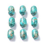 Natural Imperial Jasper Beads, Dyed, Rice, Turquoise, 14.5x10mm, Hole: 1.4mm(G-C034-06I)