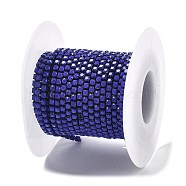 Iron Rhinestone Glass Cup Chain, with Spool, Dark Indigo, 2x2~2.5x2mm, about 16.40 Feet(5m)/Roll(CH-U001-01T)