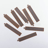 Metal Tags, Brass Stamping Blank Tag Pendants, Rectangle, Red Copper, 41x7x0.5mm, Hole: 1mm(KK-N0001-07R)