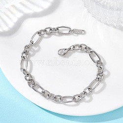 304 Stainless Steel Figaro Chain Bracelets for Women Men, Stainless Steel Color, 8.11 inch(20.6cm)(BJEW-JB13433)