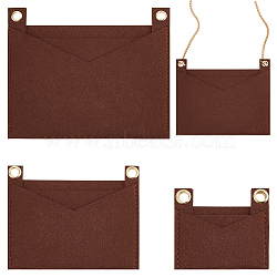 WADORN 3Pcs 3 Style Felt Bags Organizer Insert, Mini Envelope Handbag Shaper Premium Felt, with Iron Grommets, Brown, 9~22x8~18.3x0.5~0.55cm, Hole: 10mm, 1pc/style(PURS-WR0006-87A)