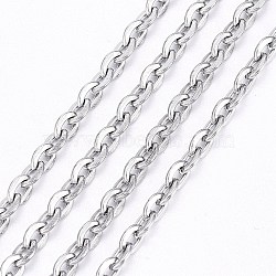 Tarnish Resistant 304 Stainless Steel Cable Chains, Unwelded, Flat Oval, Stainless Steel Color, 4x3mm(CHS-K002-02-3mm)