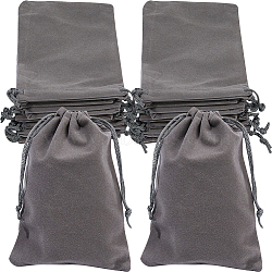 Beebeecraft Velvet Jewelry Drawstring Gift Bags, Rectangle, Gray, 14.5~15.5x10.5~11x0.4cm, about 20pcs/bag(ABAG-BBC0001-10C-01)