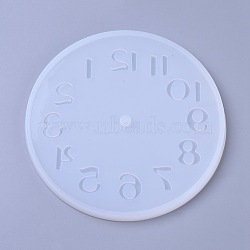 Silicone Molds, Resin Casting Molds, For UV Resin, Epoxy Resin Jewelry Making, Flat Round with Clock, White, 150.5x9mm(DIY-E015-07A)