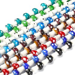 Handmade Lampwork Beads Strands, Mushroom, Colorful, 12x16mm, Hole: 1mm, about 25 pcs/strand, 16 inch(LAMP-Q001)
