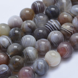 Natural Botswana Agate Beads Strands, Round, 10mm, Hole: 1mm, about 39pcs/strand, 15.3 inch(39cm)(G-L478-41-10mm)