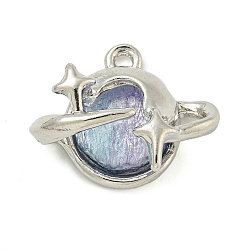 Alloy And Resin Pendants, Star, Blue, 15.5x19.5mm(PALLOY-S029-01A-02)