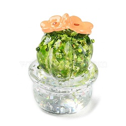 Transparent Resin Simulation Potted Cactus, for Car or Desktop Ornaments, Light Salmon, 22.5x30mm(DJEW-F019-02C)