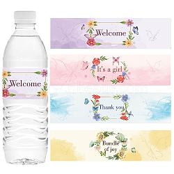 CREATCABIN 1 Bag Self-Adhesive Plastic Labels Stickers, for Package, Rectangle, Flower Pattern, 50x216mm, 25pcs/style, 100pcs(DIY-CN0002-09D)