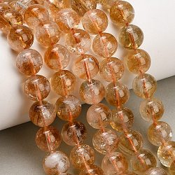 Hearted Natural Citrine Beads Strands, Smooth Round, 10~11mm, Hole: 1mm, about 37~39pcs/strand, 15.35''(39cm)(GG-T002-A01-10mm)