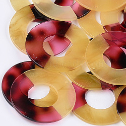 Cellulose Acetate(Resin) Pendants, Flat Round, Gold, 45x2~2.5mm, Hole: 1.8mm(X-KY-S157-38C)