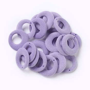 Flocky Acrylic Pendants, Ring, Lilac, 26.5~27x4mm, Hole: 1.2mm