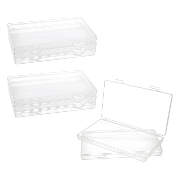 Transparent Plastic Bead Containers, with Hinged Lids, for Beads and More, Rectangle, Clear, 19.1x10.95x1.6cm