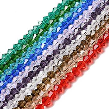 Imitation Austrian Crystal 5301 Bicone Beads, Faceted Glass Beads Strands, Mixed Color, 6x6mm, Hole: 1.2mm, about 47~48pcs/strand, 10.24 inch~10.43 inch(26~26.5cm)