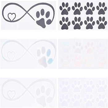 SUPERFINDINGS Waterproof PET Decoration Sticker, for Window or Stairway Home Decoration, Dog Paw Print, Mixed Color, 14~18x7.7~8cm