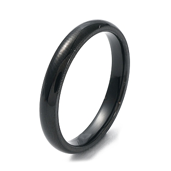 Ion Plating(IP) 304 Stainless Steel Flat Plain Band Rings, Black, Size 7, Inner Diameter: 17mm, 3mm