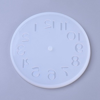 Silicone Molds, Resin Casting Molds, For UV Resin, Epoxy Resin Jewelry Making, Flat Round with Clock, White, 150.5x9mm