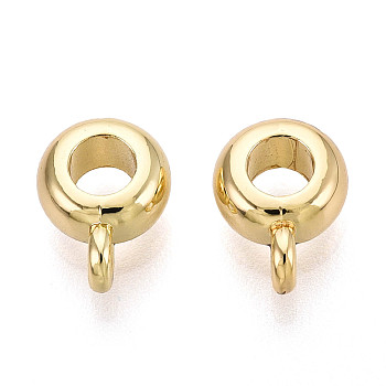 Rack Plating Alloy Tube Bails, Rondelle, Loop Bails, Cadmium Free & Lead Free, Golden, 8.5x6.5x3.5mm, Hole: 1.4mm