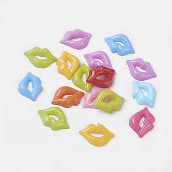 Acrylic Lip Shaped Cabochons, for Valentine's Day, Mixed Color, 18x13x3.5mm