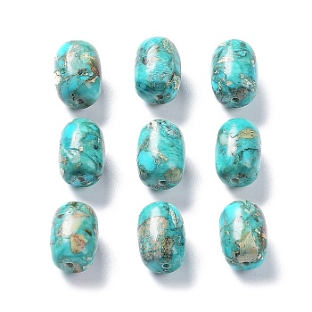 Natural Imperial Jasper Beads, Dyed, Rice, Turquoise, 14.5x10mm, Hole: 1.4mm