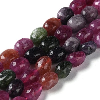 Natural Malaysia Jade Beads Strands, Faceted, Oval, Dyed and Heated, Medium Violet Red, 8.5~11.5x7~8x6.5~8mm, Hole: 1.5mm, about 37~38pcs/strand, 14.76''~15.55''(37.5~39.5cm)