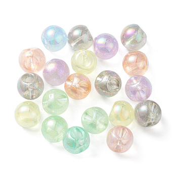 Luminous Transparent Rainbow Iridescent Acrylic Beads, Glow in the Dark, Round Beads, Mixed Color, 16x16mm, Hole: 4mm