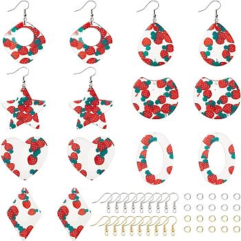 Nbeads DIY Resin Dangle Earring Making Kits, Including 14Pcs Star & Geometry Resin Pendants, Brass Earring Hooks & Jump Rings, Mixed Color, 70pcs/box