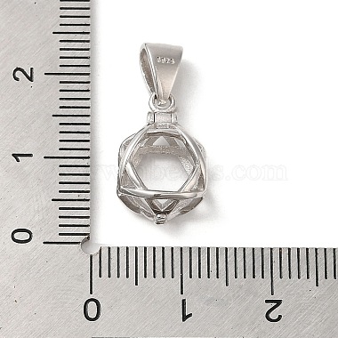 Pendentif cage en argent sterling 925 plaqué rhodium(STER-G038-01P)-3