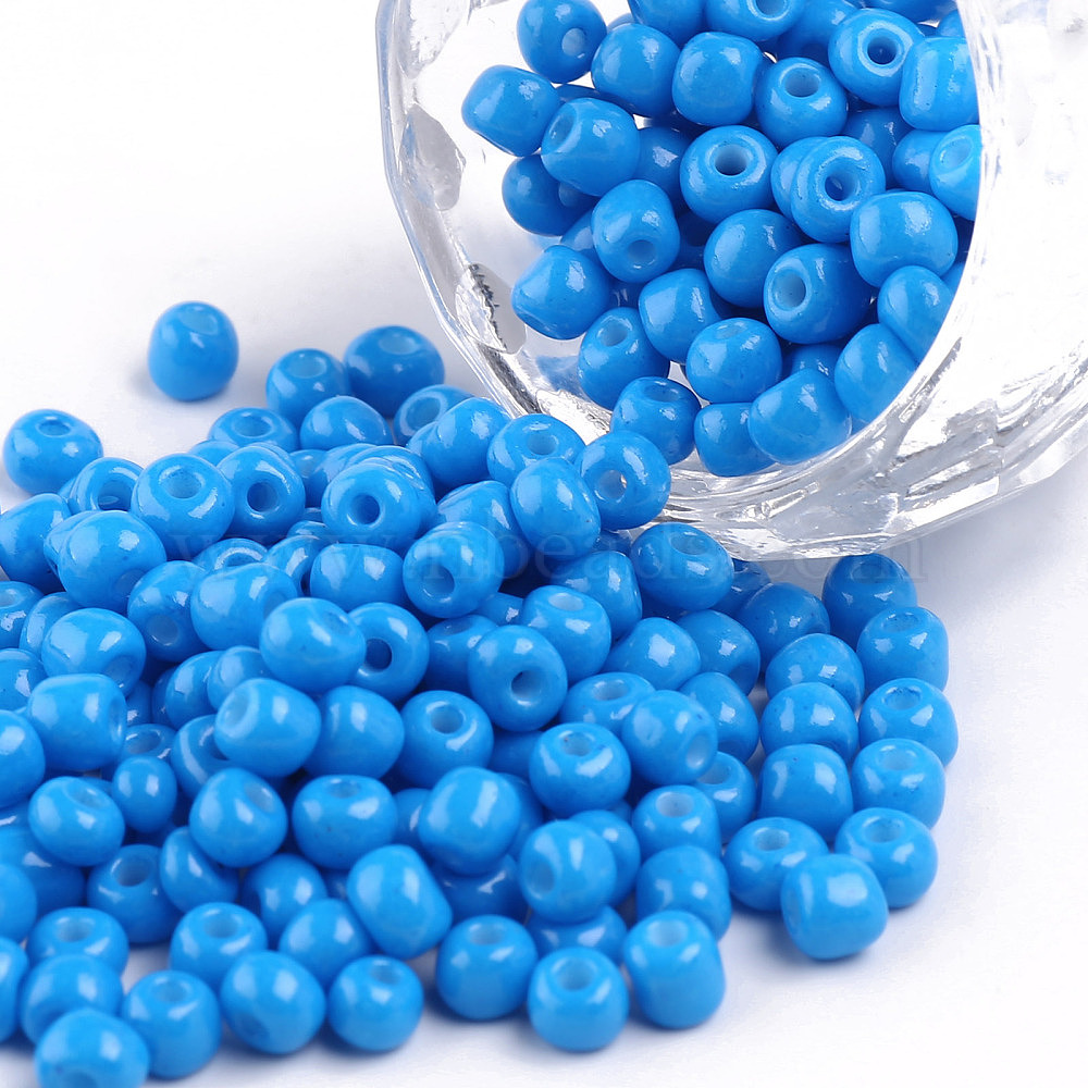 Dodger Blue 6mm Approx 136pce  Free Post Baking Painted Glass Beads 