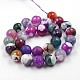 Dyed Natural Fire Crackle Agate Faceted Round Bead Strands(G-O038-24E)-3