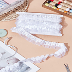 4M 2-Layer Pleated Satin Organza Ribbons, White, 1-5/8 inch(40mm)(OCOR-LP0001-89)