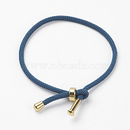 Cotton Twisted Cord Bracelet Making, with Stainless Steel Findings, Golden, Marine Blue, 9 inch~9-7/8 inch(23~25cm), 3mm(X-MAK-L012-07)