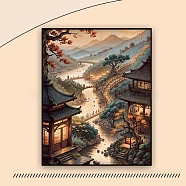 Chinese Style Building Scenery DIY Diamond Painting Kit, Including Resin Rhinestones Bag, Diamond Sticky Pen, Tray Plate and Glue Clay, Peru, 400x300mm(PW-WG34764-03)