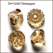 Imitation Austrian Crystal Beads, Grade AAA, Faceted, Diamond, Gold, 6x4mm, Hole: 0.7~0.9mm(SWAR-F075-6mm-28)