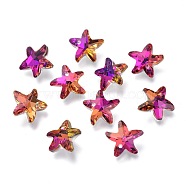 Electroplate Glass Charms, Starfish, Faceted, Back Plated, Fuchsia, 14x15x7mm, Hole: 1.4mm(GLAA-H101-B-01)