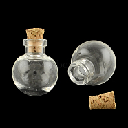 Round Glass Bottle for Bead Containers, with Cork Stopper, Wishing Bottle, Clear, 24.5x20mm, Hole: 5.5mm, Bottleneck: 9.5mm in diameter, Capacity: 2.5ml(0.08 fl. oz)(AJEW-R045-01)