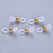Silicone Eyeglass Holders, Glasses Rubber Loop Ends, with Vacuum Plating 304 Stainless Steel Findings, Golden, 20~22x5~6mm, Hole: 2mm, bead: 4.5x6mm(X-STAS-S113-004G)