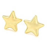 Rack Plating Brass Star Stud Earrings, Long-Lasting Plated, Cadmium Free & Lead Free, Real 18K Gold Plated, 20x20mm(EJEW-P242-05G)
