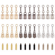 24 Sets 6 Style Zinc Alloy Cord End, End Cap, with Chain Extender and Screw, Flower & Column, Mixed Color, 51.5~59mm, Inner Diameter: 6.7~10.5mm, 4 Sets/style(FIND-GF0003-81)