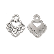 304 Stainless Steel Pendants, Heart Charm, Stainless Steel Color, 16.5x13.5x1.5mm, Hole: 2.2mm(STAS-B032-08P)