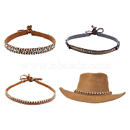 SUPERFINDIN 3Pcs 3 Style Imitation Leather Southwestern Cowboy Hat Band, with Tassel Drop and Alloy Buckle, Overlay Hat Belt for Hat Accessories, Mixed Color, 1300~1400mm, 1pcs/style(FIND-FH0006-54)