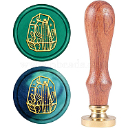 Wax Seal Stamp Set, Sealing Wax Stamp Solid Brass Head,  Wood Handle Retro Brass Stamp Kit Removable, for Envelopes Invitations, Gift Card, Cactus Pattern, 83x22mm(AJEW-WH0208-716)