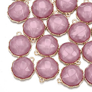Resin Pendants, with Alloy Findings, Half Round, Light Gold, Plum, 25x22x10mm, Hole: 2mm(X-PALLOY-T056-80E)